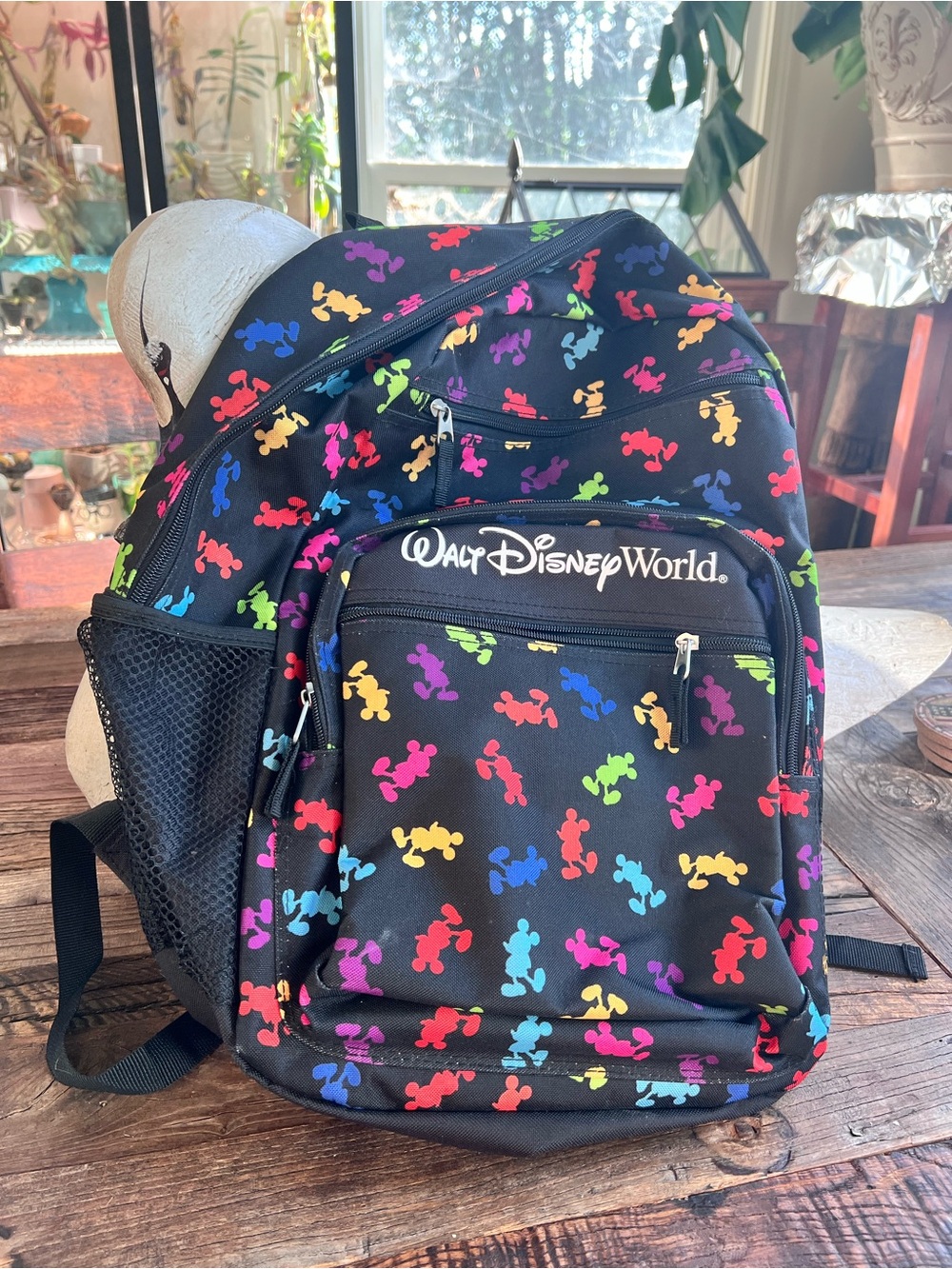 Disney Black Backpack with Rainbow Mickey Silhouettes